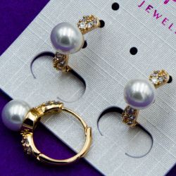 Серьги Xuping№1500 с жемчужиной медзолото оптом недорого