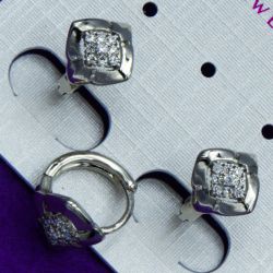 Серьги Xuping№1527 под серебро с белыми цирконами медицинское золото купить оптом в интернет магазине бижутерии