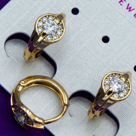 Серьги Xuping№1528 золотого цвета с белыми цирконами медицинское золото купить оптом в интернет магазине бижутерии
