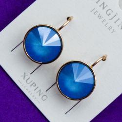 Серьги Xuping№1536 SWAROWSKI на круглом замке ювелирная бижутерия ксюпинг купить оптом недорого