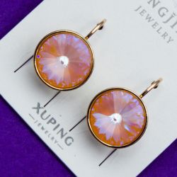 Серьги Xuping№1538 SWAROWSKI на круглом замке ювелирная бижутерия ксюпинг купить оптом недорого