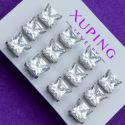 Серьги-гвоздики Xuping№1543 циркон квадратной формы купить оптом Xuping медзолото 