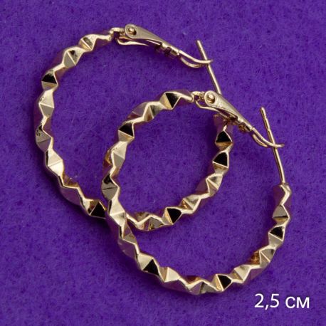 Серьги Xuping№1557 кольца 2.5D закрученные ксюпинг бижутерия оптом купить