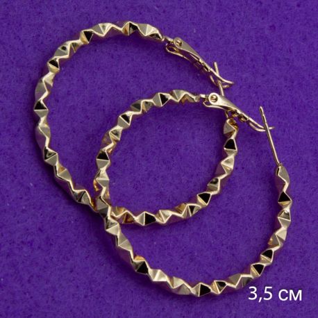 Серьги Xuping№1558 кольца 3.5D закрученные ксюпинг бижутерия оптом купить