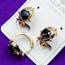 Серьги Xuping№1572 жучек с черным цирконом интернет магазин xuping позолотка опт в Украине