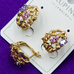 Серьги Xuping№1578 с цветными цирконами купить бижутерию с медсплава изделия из медзолота