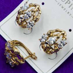 Серьги Xuping№1579 с белыми цирконами купить бижутерию с медсплава изделия из медзолота