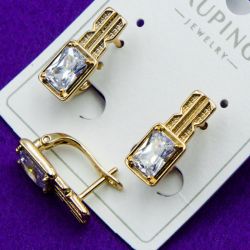 Серьги Xuping№1580 с белыми цирконами купить бижутерию с медсплава изделия из медзолота