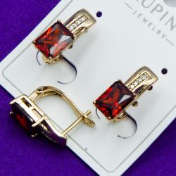 Серьги Xuping№1584 с красным цирконом купить бижутерию с медсплава изделия из медзолота