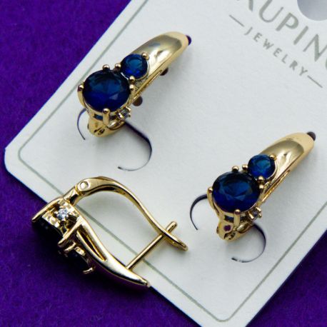 Серьги Xuping№1588 с синими цирконами купить бижутерию с медсплава изделия из медзолота