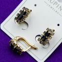 Серьги Xuping№1594 черный квадратный циркон в обрамлении медицинское золото оптом купить от производителя 