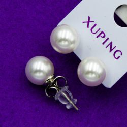 Гвоздички xuping№1638 с бiлими перлинками купити медичний сплав гуртом вiд виробника Харкiв позолотка