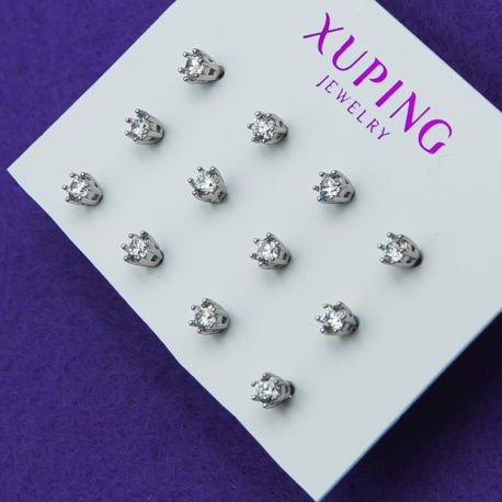 Гвоздики Xuping№1649 цена за 6 пар на металле под серебро купить гвоздики оптом ксюпинг бижутерика позолотка 