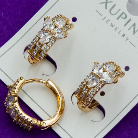 Серьги Xuping№1652 дорожка с белыми цирконами куплю медицинское золото оптом ксюпинг