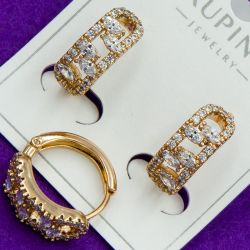 Серьги Xuping№1656 дорожка с белыми цирконами куплю медицинское золото оптом ксюпинг