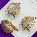 Серьги Xuping№1660 ажурные с орнаментом с белыми цирконами куплю медицинское золото оптом ксюпинг