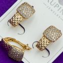 Серьги Xuping№1661 квадратики с белыми цирконами куплю медицинское золото оптом ксюпинг