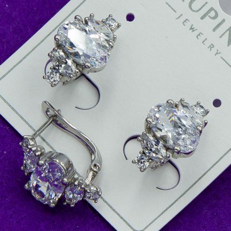 Серьги Xuping№1662 с белыми цирконами красивые модные куплю оптом медицинское золото ксюпинг бижумаркет