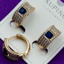 Серьги Xuping№1668 широкая дорожка с цирконом по центру медзолото оптом купить недорого бижутерика