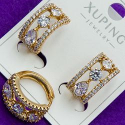 Серьги Xuping№1672 дорожка с белыми цирконами куплю медицинское золото оптом ксюпинг