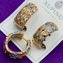 Серьги Xuping№1688 двухцветные ажурные ювелирная бижутерия купить оптом недорого от производителя ксюпинг