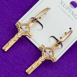 Сережки Xuping№1702 хрестики-висюльки ксюпінг медзолото оптом дешево біжутерія Харків