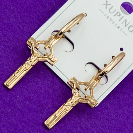 Сережки Xuping№1702 хрестики-висюльки ксюпінг медзолото оптом дешево біжутерія Харків