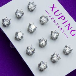 Гвоздики Xuping№1710 цена за 6 пар с белым цирконом куплю ксюпинг оптом позолотка бижумаркет