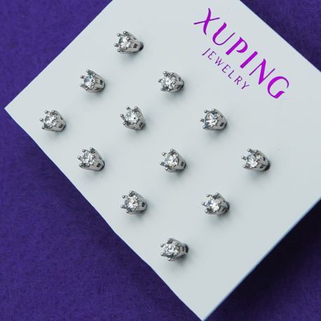 Гвоздики Xuping№1713 цена за 6 пар с белым цирконом куплю ксюпинг оптом позолотка бижумаркет