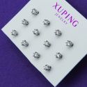 Гвоздики Xuping№1713 цена за 6 пар с белым цирконом куплю ксюпинг оптом позолотка бижумаркет