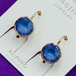 Серьги Xuping№1724 SWAROVSKI голубой на круглом замке купить оптом медзолото серьги сваровски 