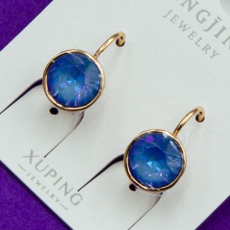 Серьги Xuping№1724 SWAROVSKI голубой на круглом замке купить оптом медзолото серьги сваровски 
