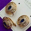 Серьги Xuping№1729 синий циркон в обрамлении орнамента версаче куплю оптом медичный сплав сережки
