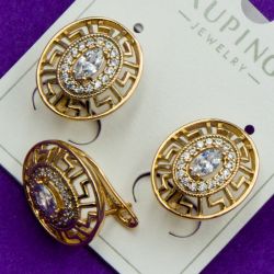Серьги Xuping№1732 белый циркон в обрамлении орнамента версаче куплю оптом медичный сплав сережки