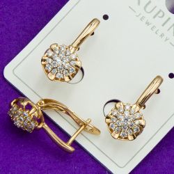 Сережки Xuping№1745 с мелкими белыми цирконами малинка куплю оптом медзолото медсплав сережки бижумаркет