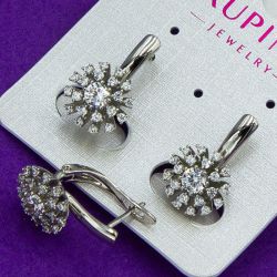 Сережки Xuping№1747 с мелкими белыми цирконами малинка куплю оптом медзолото медсплав сережки бижумаркет