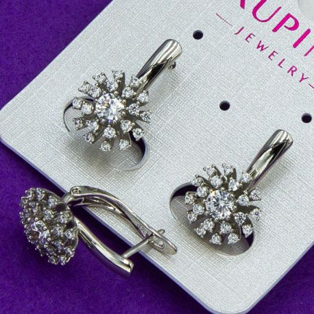 Сережки Xuping№1747 с мелкими белыми цирконами малинка куплю оптом медзолото медсплав сережки бижумаркет