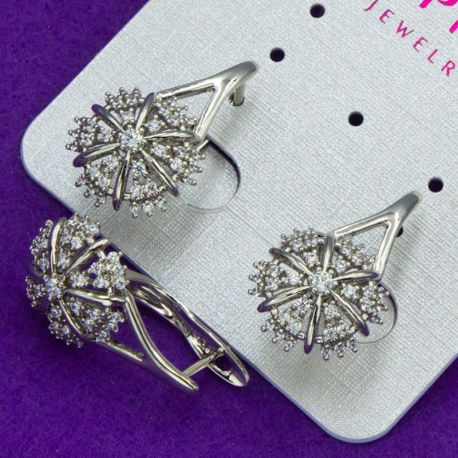 Сережки Xuping№1748 с мелкими белыми цирконами малинка куплю оптом медзолото медсплав сережки бижумаркет