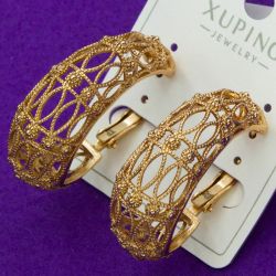 Серьги Xuping№1761 круглые ажурные медзолото оптом купить от производителя бижумаркет