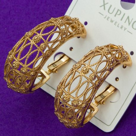Серьги Xuping№1761 круглые ажурные медзолото оптом купить от производителя бижумаркет