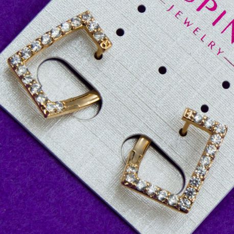 Серьги Xuping№1785 уголки в белых цирконах купить бижутерию ксюпинг оптом недорого