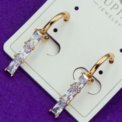 Серьги Xuping№1788 висюльки с белыми цирконами купить бижутерию ксюпинг оптом недорого