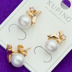 Гвоздики Xuping№1829 с жемчужиной серьги оптом купить из медсплава позолотка бижумаркет