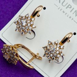Серьги Xuping№1855 цветок с циконами медзолото Харьков оптом.