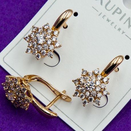Серьги Xuping№1855 цветок с циконами медзолото Харьков оптом.