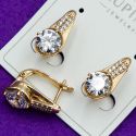 Серьги Xuping№1856 с большим белым цирконом медичне золото купити оптом.