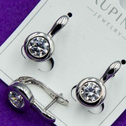Серьги Xuping№1860 с цирконом белого цвета медичне золото купити оптом.