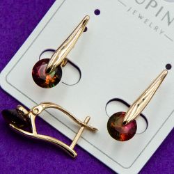 Серьги Xuping№1861 с цветным циконом под золото бижутерия Харьков оптом.