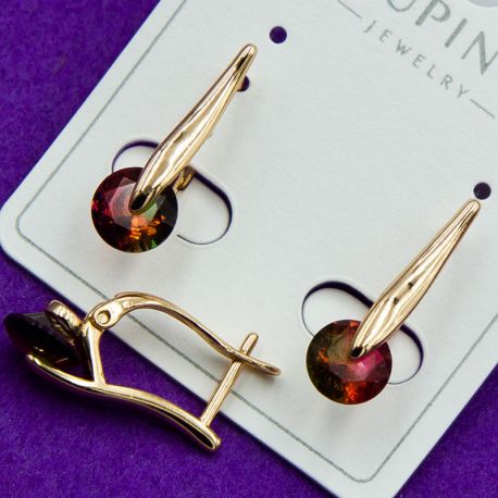 Серьги Xuping№1861 с цветным циконом под золото бижутерия Харьков оптом.