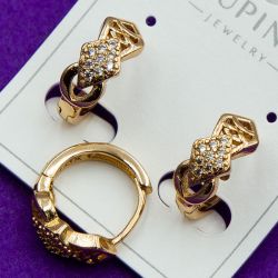 Серьги Xuping№1863 на круглом замке интересный дизайн бижутерия Харьков оптом.